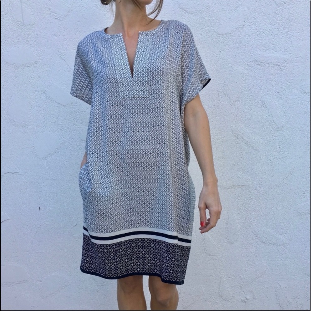 Vince 100% Silk Trapunto Shift Dress